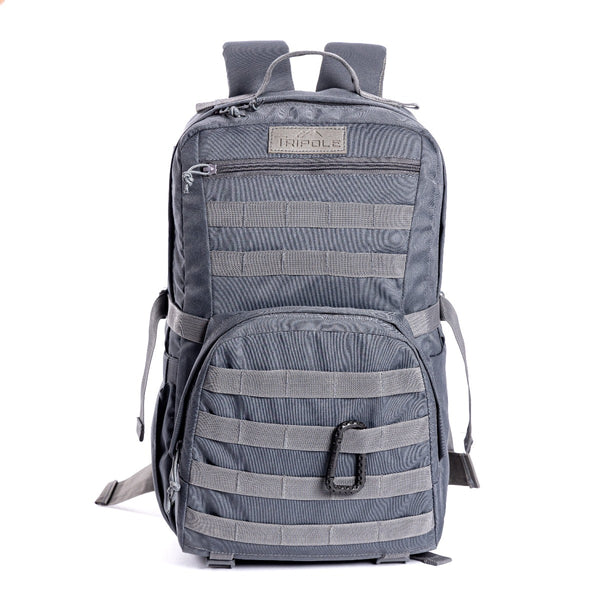 Tripole Captain Tactical Backpack with MOLLE Webbing and Carabiner -  25 Litres - Grey 1