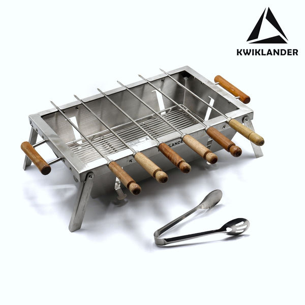 Traveler Foldable Charcoal Barbeque Grill with 6 Skewers 1