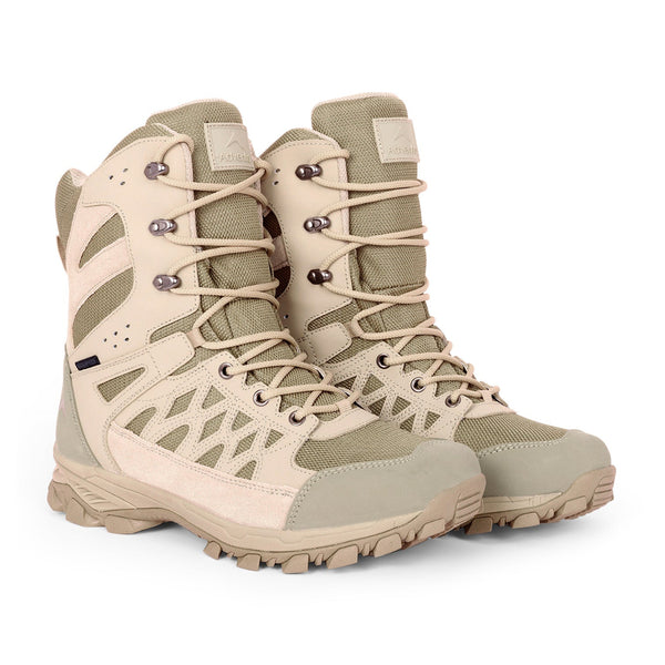 Men Waterproof High-Top Hiking Shoes with Cushioned Comfort | WH1108 - Beige - OutdoorTravelGear.com
