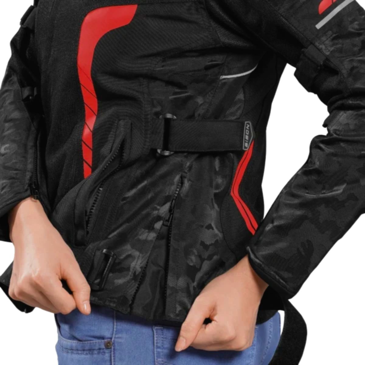 Women's Phoenix Riding Jacket - Black + Hi-Viz Red - OutdoorTravelGear.com
