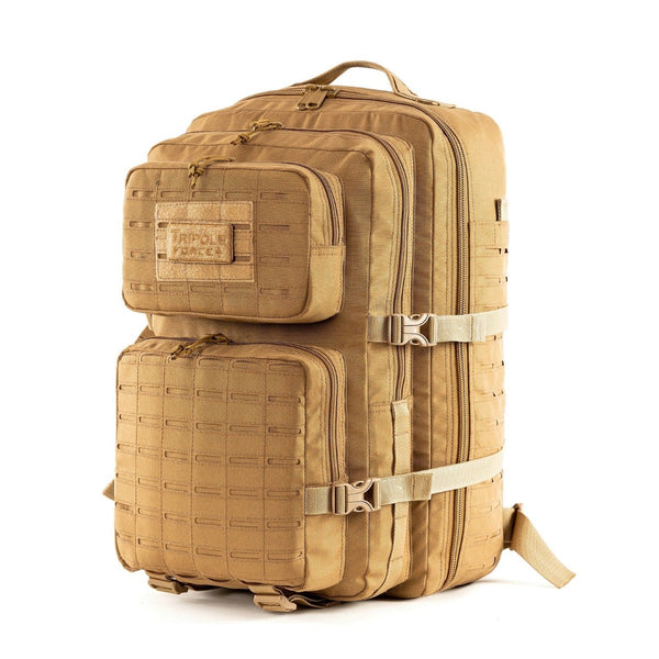 Force Plus Tactical Army Backpack with Laser-cut MOLLE - 50 Litres - Khaki 1