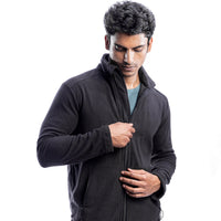 Anti-Pilling Fleece Winter Jacket and Windcheater - Black