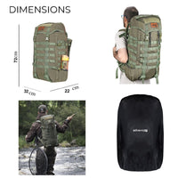 Rimpac Rucksack With Rain Cover - 45-50 Litres - Olive Green - OutdoorTravelGear.com