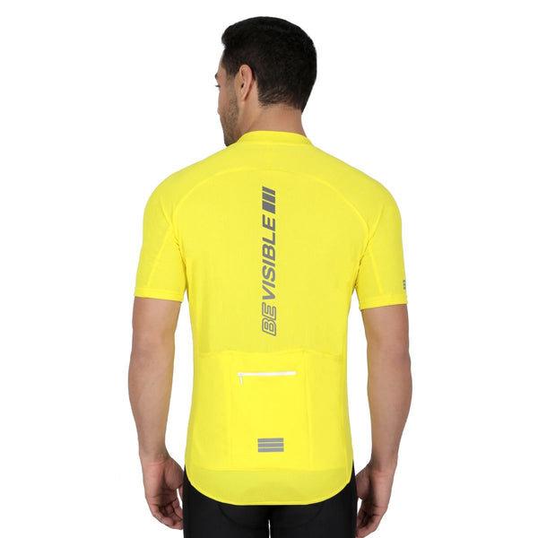 Mens BeVisible Cycling Jersey - Half Sleeves - Bright Yellow 2