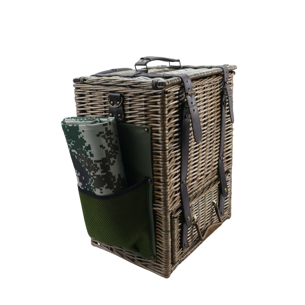 Willow Picnic Trolley Basket for Four with Cooler & Dining Set - OutdoorTravelGear.com