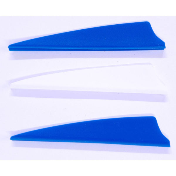 2.5” Shield Fletches - 180000 - Dark Blue 2pcs + White 1pc Vanes - Archery Equipment - OutdoorTravelGear.com