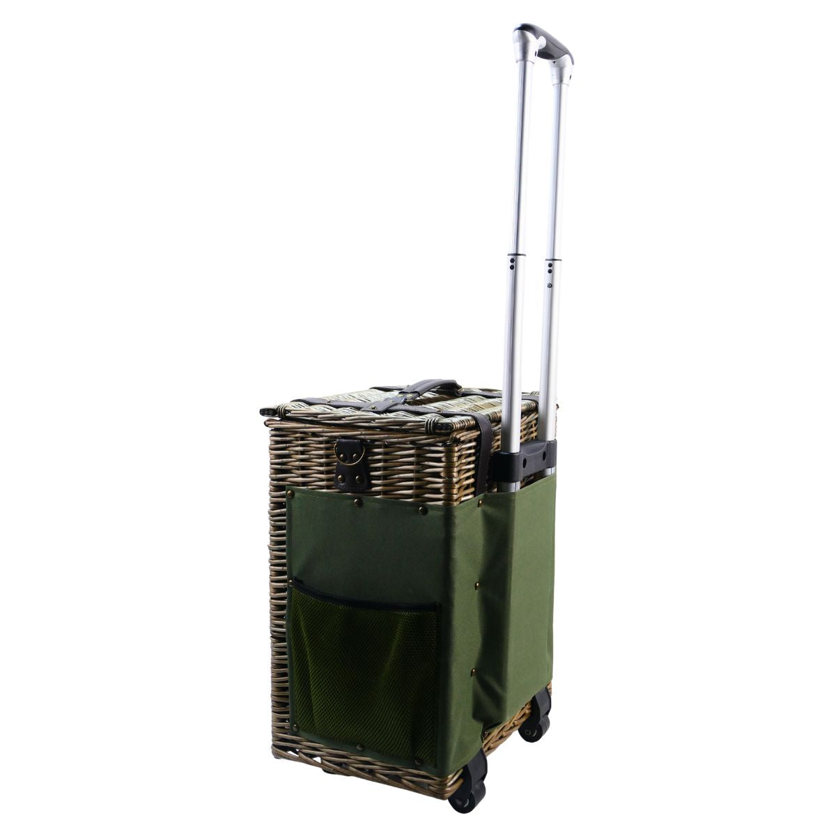 Willow Picnic Trolley Basket for Four with Cooler & Dining Set - OutdoorTravelGear.com