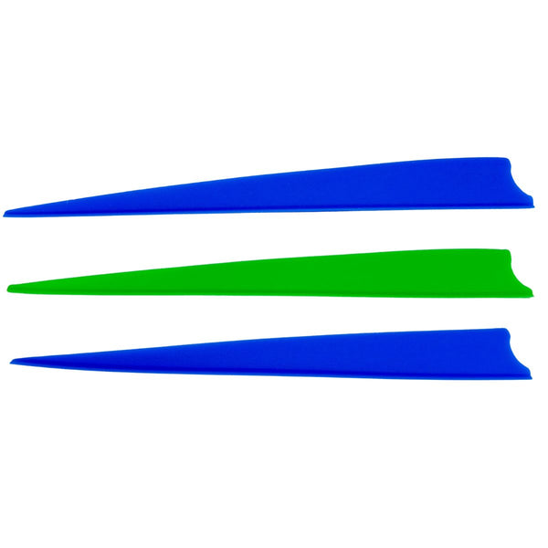 5” Shield Fletches - 170030 - Dark Blue 2pcs + Green 1pc Vanes - Archery Equipment - OutdoorTravelGear.com