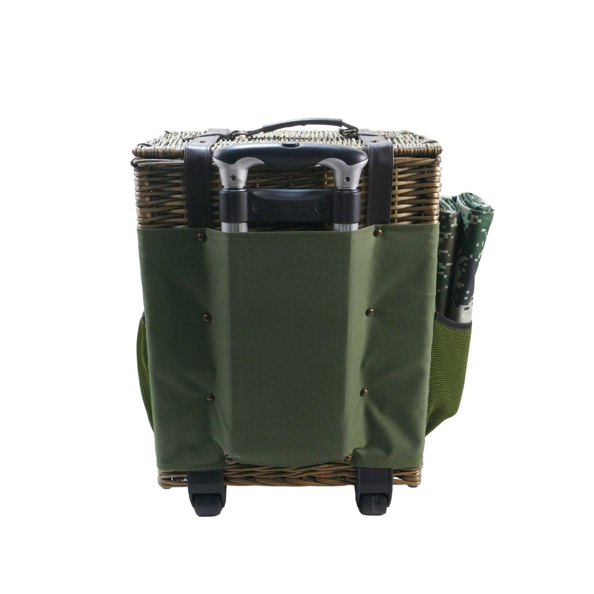 Willow Picnic Trolley Basket for Four with Cooler & Dining Set - OutdoorTravelGear.com