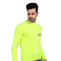 Mens BeVisible Cycling Jersey - Full Sleeves - Neon Green 2