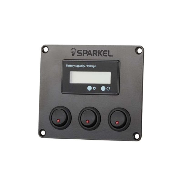 Switch Panel with 3 On/Off Switch with Indicator | Battery Capacity Display - 110x90mm 12/24V DC RV - OutdoorTravelGear.com