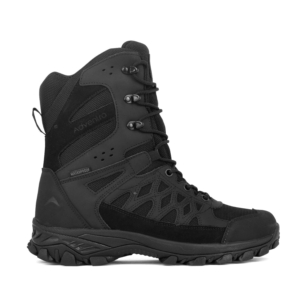 Men Waterproof High-Top Hiking Shoes with Cushioned Comfort | WH1108 - Black - OutdoorTravelGear.com