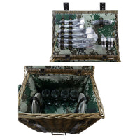 Willow Picnic Trolley Basket for Four with Cooler & Dining Set - OutdoorTravelGear.com