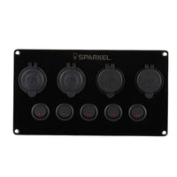 Switch Panel with 5 On/Off Switch with Indicator | Female Cig Lighter Socket | Voltmeter - 173x90mm 12/24V DC RV - OutdoorTravelGear.com