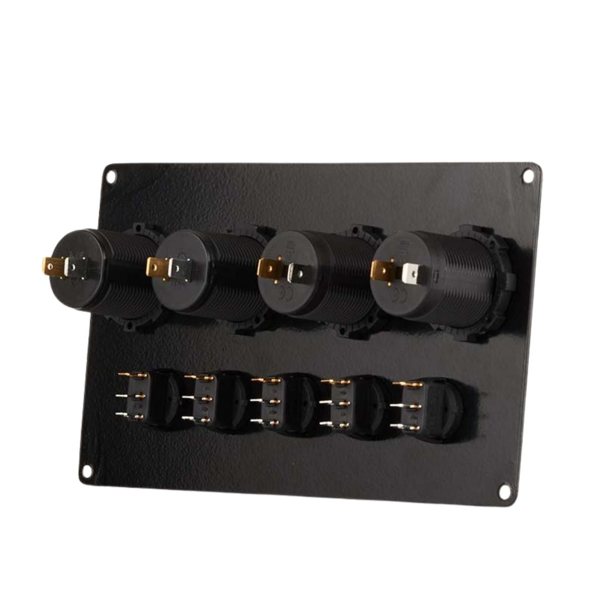 Switch Panel with 5 On/Off Switch with Indicator | Female Cig Lighter Socket | Voltmeter - 173x90mm 12/24V DC RV - OutdoorTravelGear.com