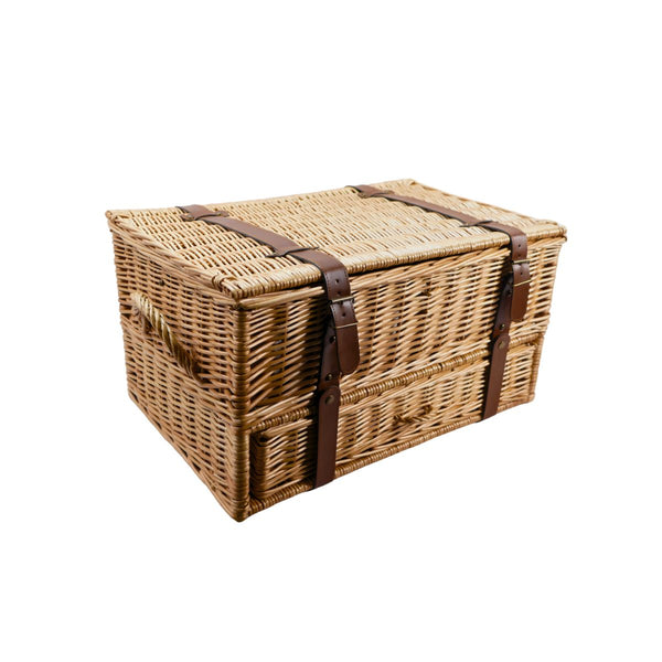 Classic Willow Picnic Basket for Four with Cooler, Cheese Board & Tableware - OutdoorTravelGear.com