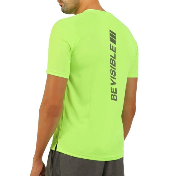 Mens BeVisible Running Jersey - Half Sleeves - Neon Green 2