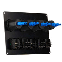 Switch Panel with 5 On/Off Switch with Indicator | 2 Female Cig Lighter Socket | Voltmeter - 200x150mm 12/24V DC RV - OutdoorTravelGear.com
