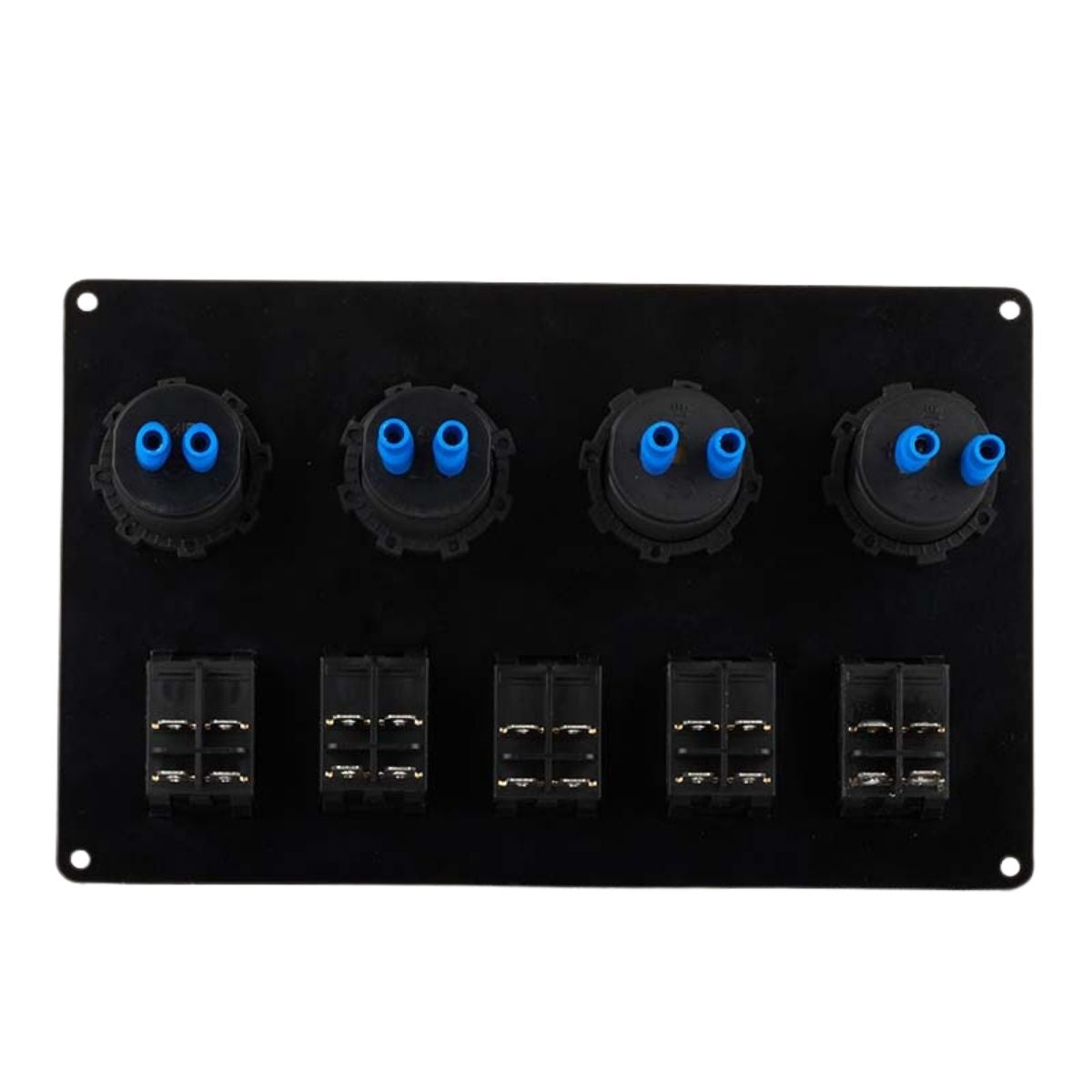 Switch Panel with 5 On/Off Switch with Indicator | 2 Female Cig Lighter Socket | Voltmeter - 200x150mm 12/24V DC RV - OutdoorTravelGear.com