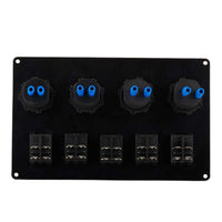Switch Panel with 5 On/Off Switch with Indicator | 2 Female Cig Lighter Socket | Voltmeter - 200x150mm 12/24V DC RV - OutdoorTravelGear.com