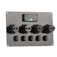 Switch Panel with 5 On/Off Switch with Indicator | 2 Female Cig Lighter Socket | Voltmeter | Battery Capacity Display - 200x150mm 12/24V DC RV - V2 - OutdoorTravelGear.com