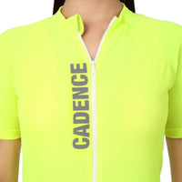 Womens BeVisible Cycling Jersey - Half Sleeves - Neon Green 2