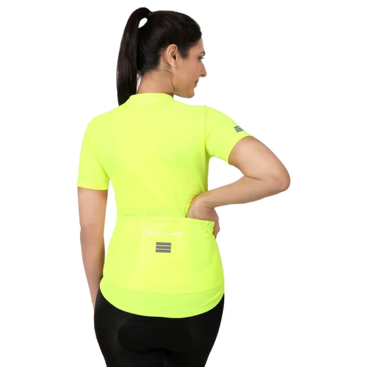 Womens BeVisible Cycling Jersey - Half Sleeves - Neon Green 3