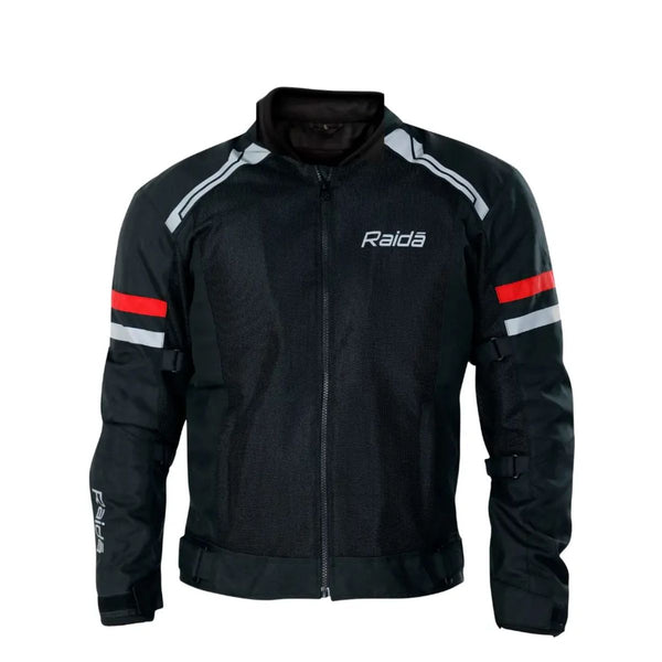 Tourer Riding Jacket with Armours - Black + Red - OutdoorTravelGear.com