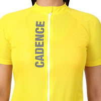 Womens BeVisible Cycling Jersey - Half Sleeves - Bright Yellow 2