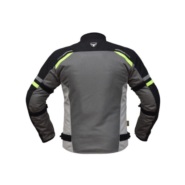 Raptor V.2 Motorcycle Riding Jacket - Black+Grey+HI-VIZ Green - OutdoorTravelGear.com