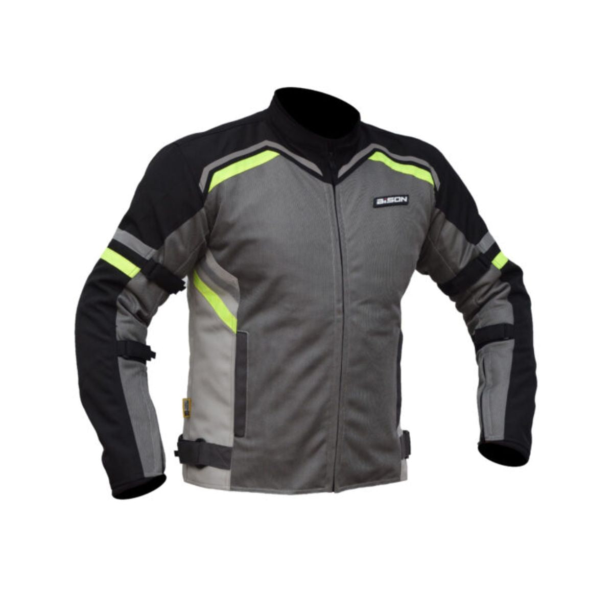 Raptor V.2 Motorcycle Riding Jacket - Black+Grey+HI-VIZ Green - OutdoorTravelGear.com