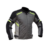 Raptor V.2 Motorcycle Riding Jacket - Black+Grey+HI-VIZ Green - OutdoorTravelGear.com