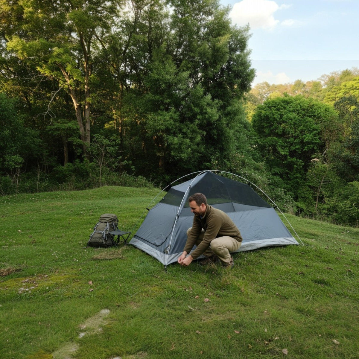 2-Person Dome Waterproof Camping Tent with Aluminium Poles | 2500 mm Waterproof Rating - AL ET1102 | Olive Green - OutdoorTravelGear.com
