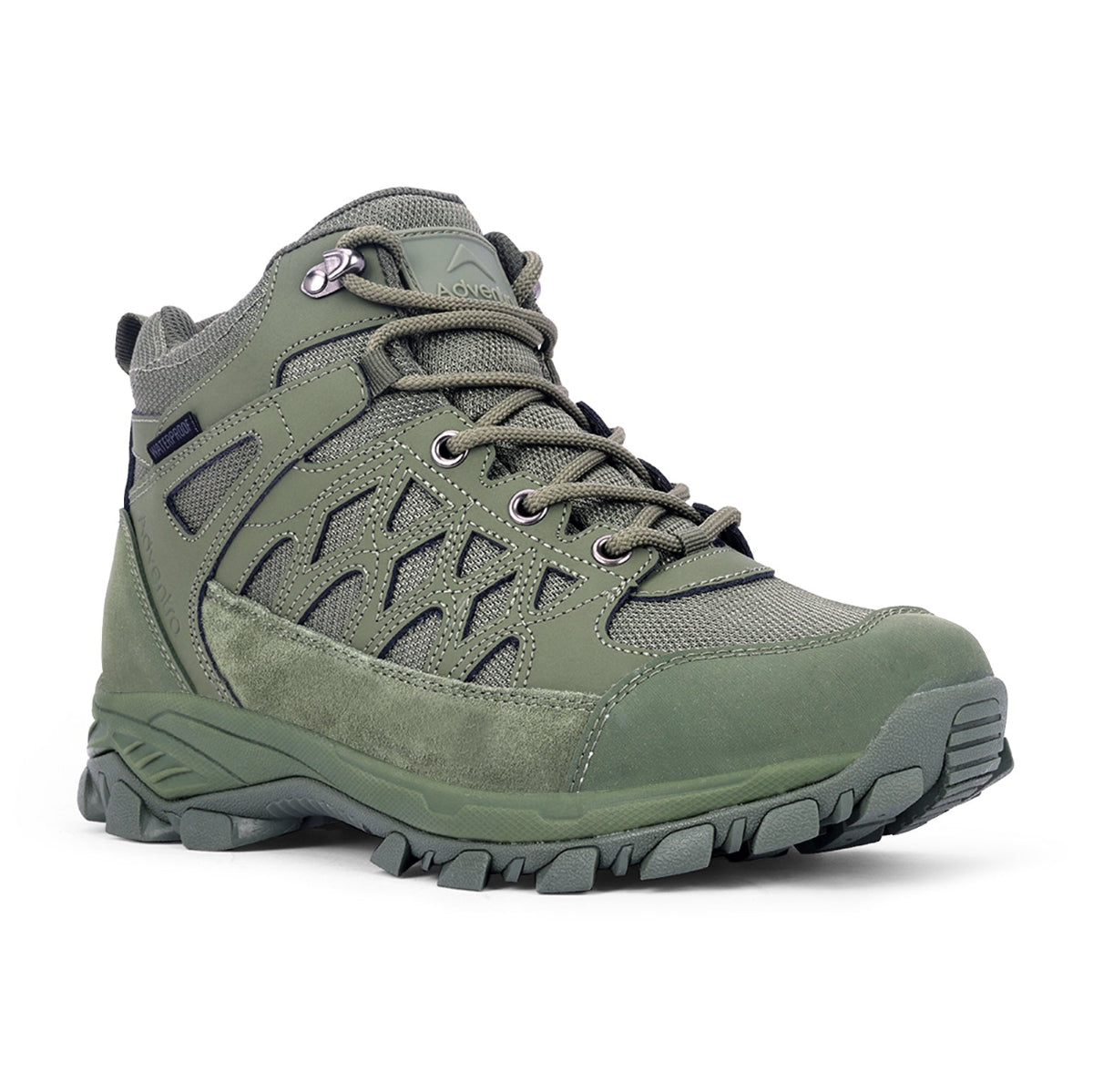 Men Waterproof Mid-Top Hiking Shoes with Cushioned Comfort | WH1107 - Green - OutdoorTravelGear.com