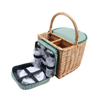 Classic Willow Picnic Basket for Two with Cooler & Tableware - OutdoorTravelGear.com