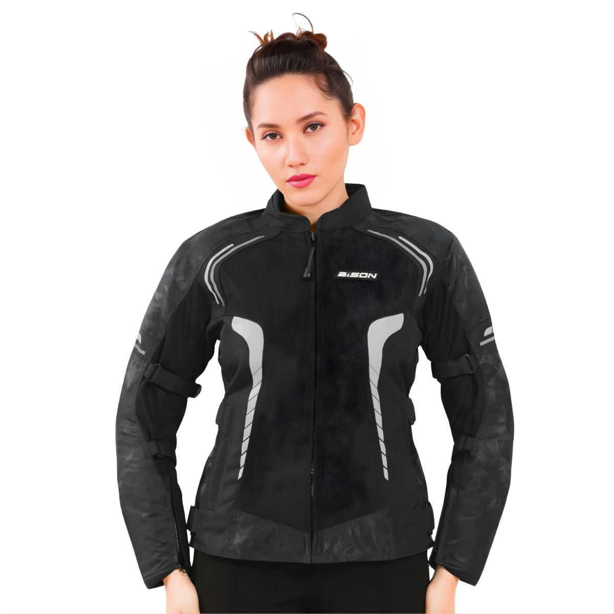 Women's Phoenix Riding Jacket - Black + Hi-Viz Grey - OutdoorTravelGear.com