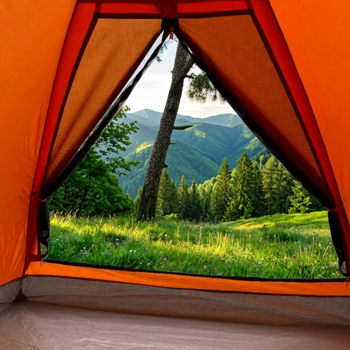 2-Person Camping Tent | Water Resistant |UV Protection & Wind ready | ET1102 - Orange - OutdoorTravelGear.com