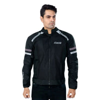 Tourer Riding Jacket with Armours - Black + Grey - OutdoorTravelGear.com