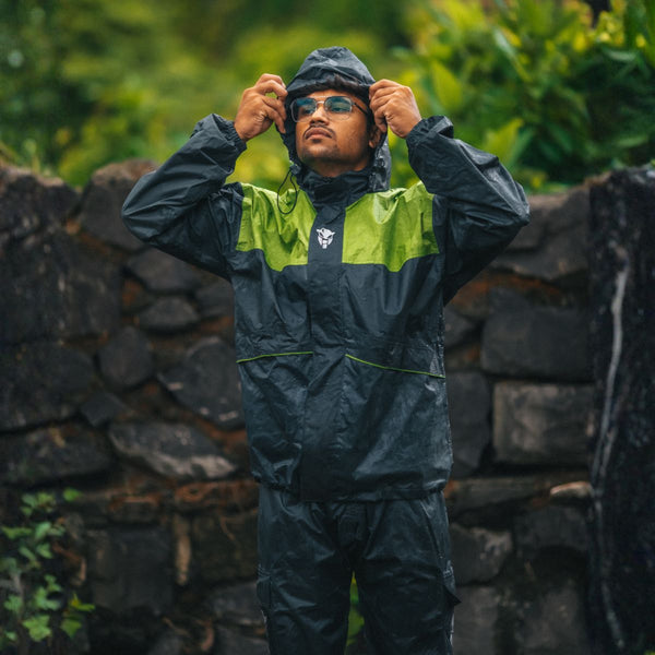Hurricane Air TourPro Waterproof Rain Overjacket - Grey+Green - OutdoorTravelGear.com