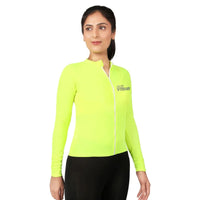 Womens BeVisible Cycling Jersey - Full Sleeves - Neon Green 1