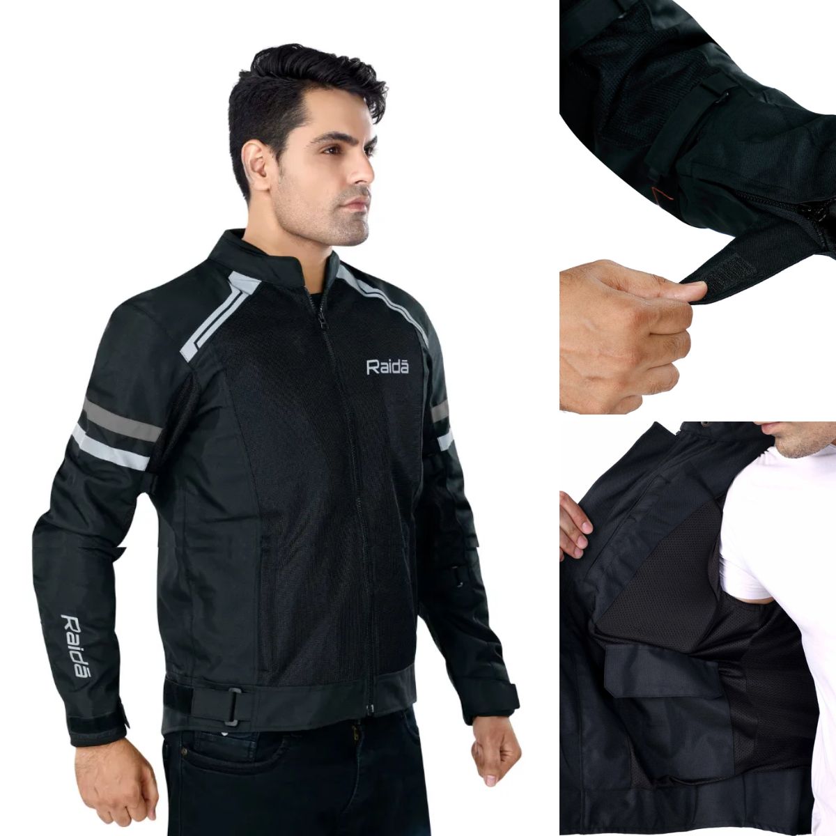 Tourer Riding Jacket with Armours - Black + Grey - OutdoorTravelGear.com