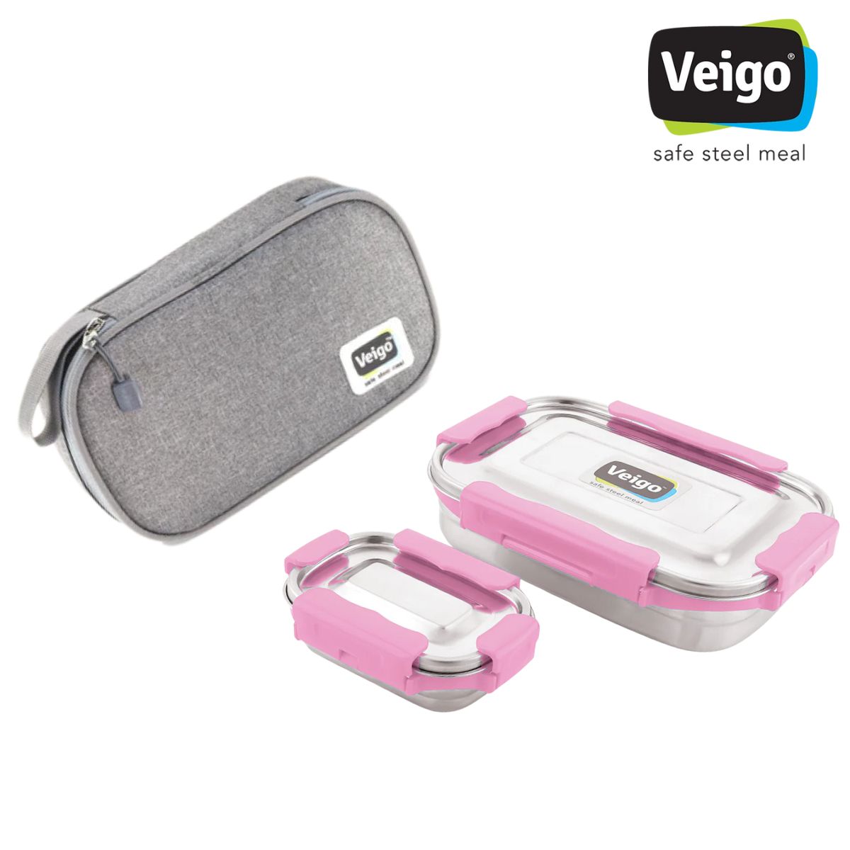 Adventure Ready MaxoSteel Camping Tiffin Box with Insulated Pouch - Jumbo - Pink 4