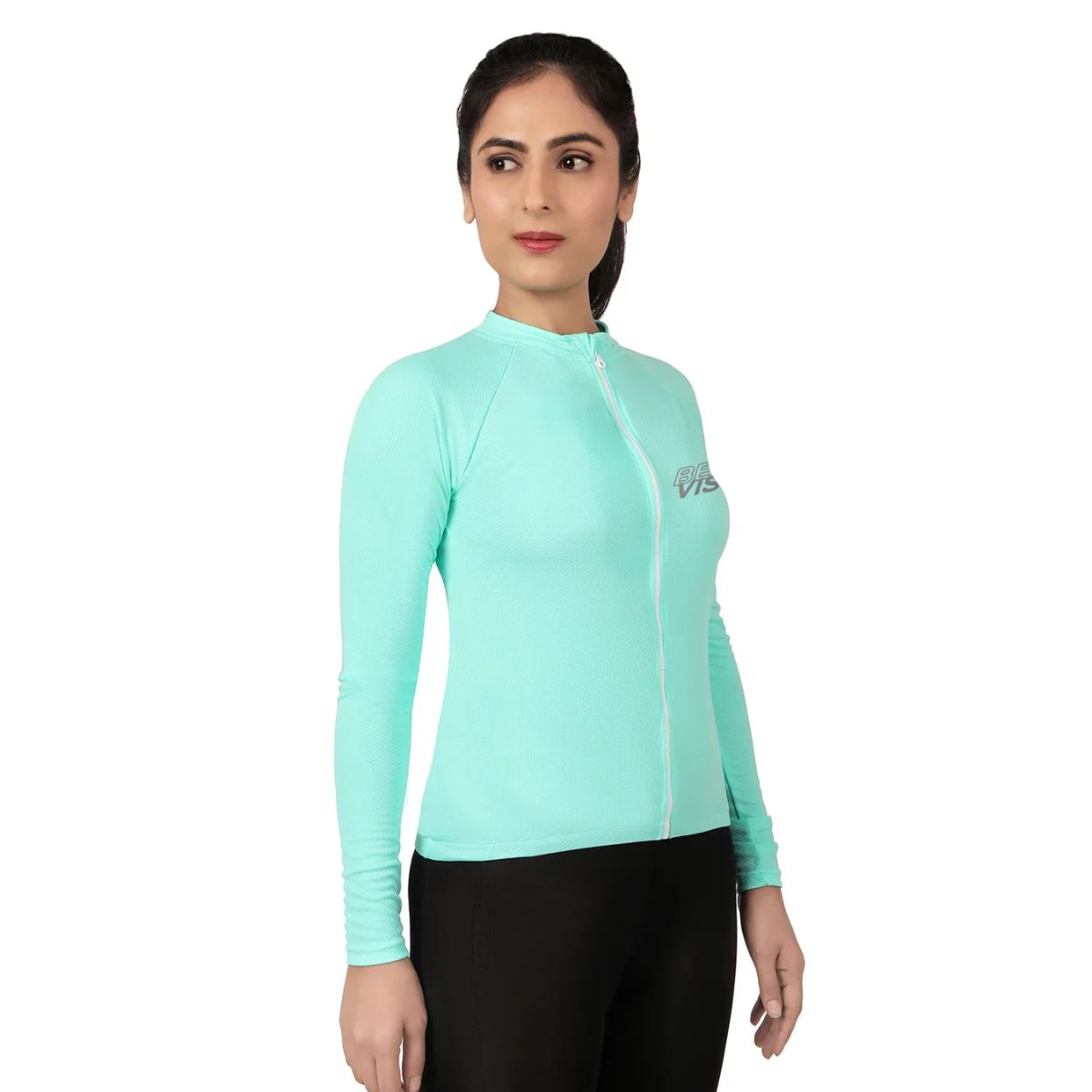 Womens BeVisible Cycling Jersey - Full Sleeves - Sea Green 1