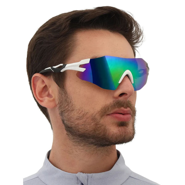 TrailGlide Sunglasses - Unisex - Blue Revo + White Frame - OutdoorTravelGear.com