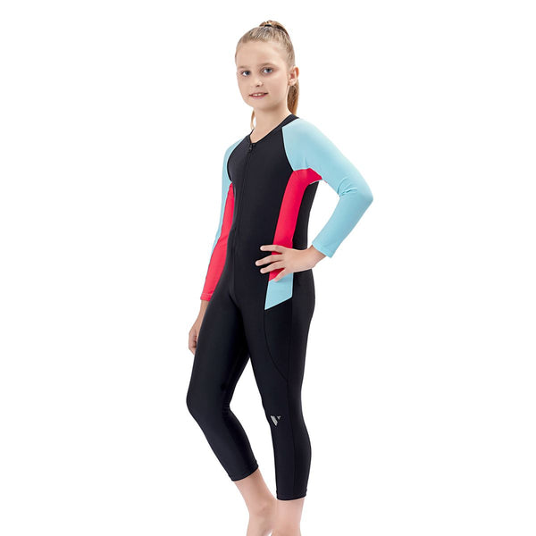 Kids Unisex Swim Suit - Colour Block - Red 2