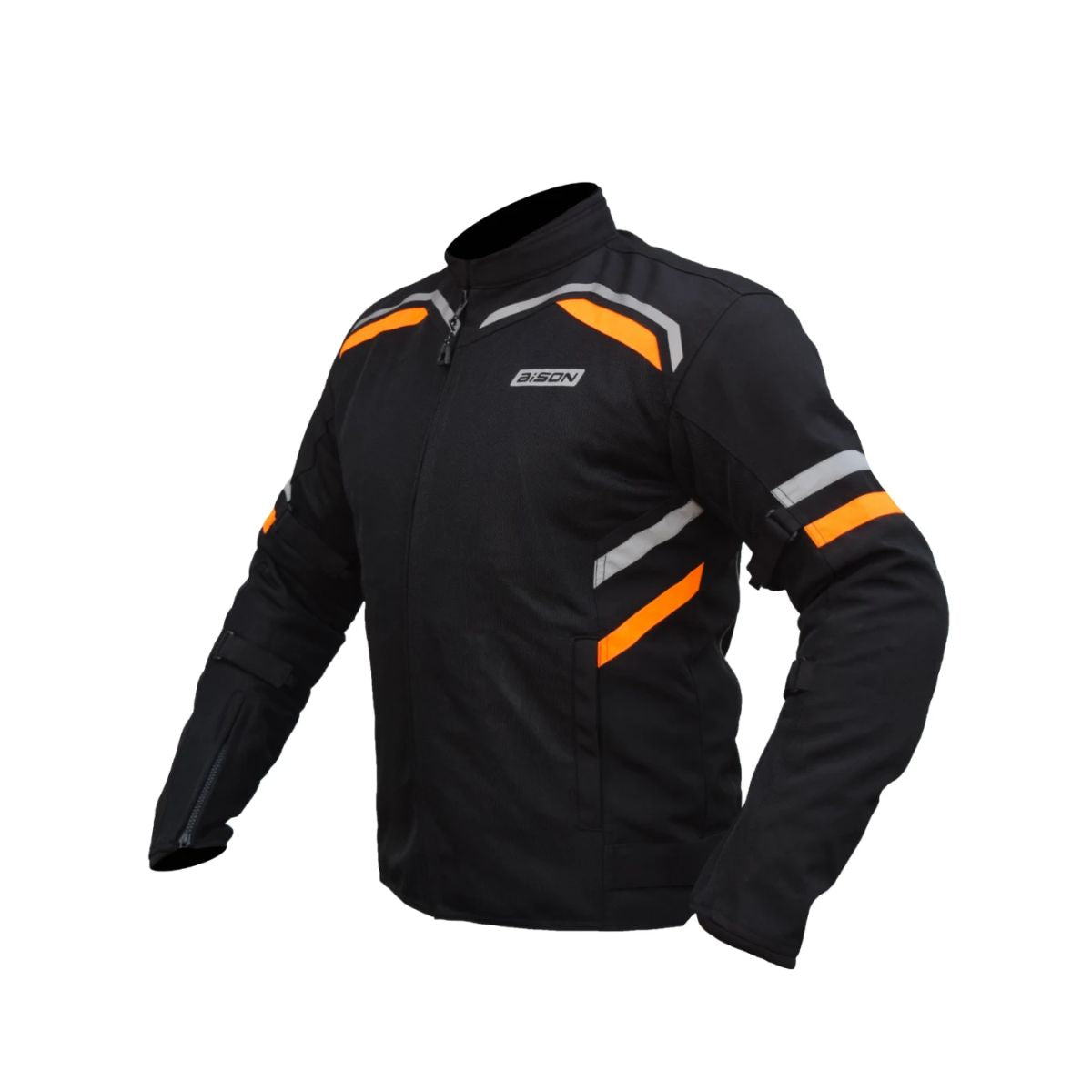 Raptor V.2 Motorcycle Riding Jacket - Black+Hi-Viz Orange - OutdoorTravelGear.com