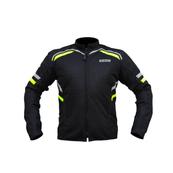 Raptor V.2 Motorcycle Riding Jacket - Black+Hi-Viz Green - OutdoorTravelGear.com