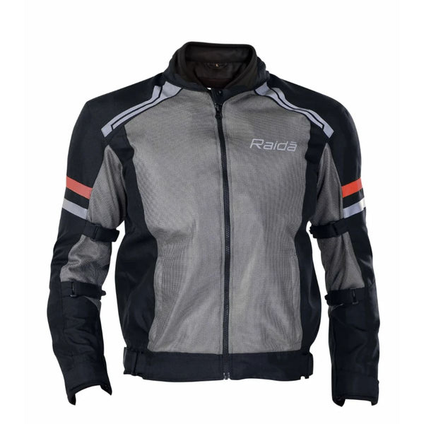 Tourer Riding Jacket with Armours - Grey + Red - OutdoorTravelGear.com