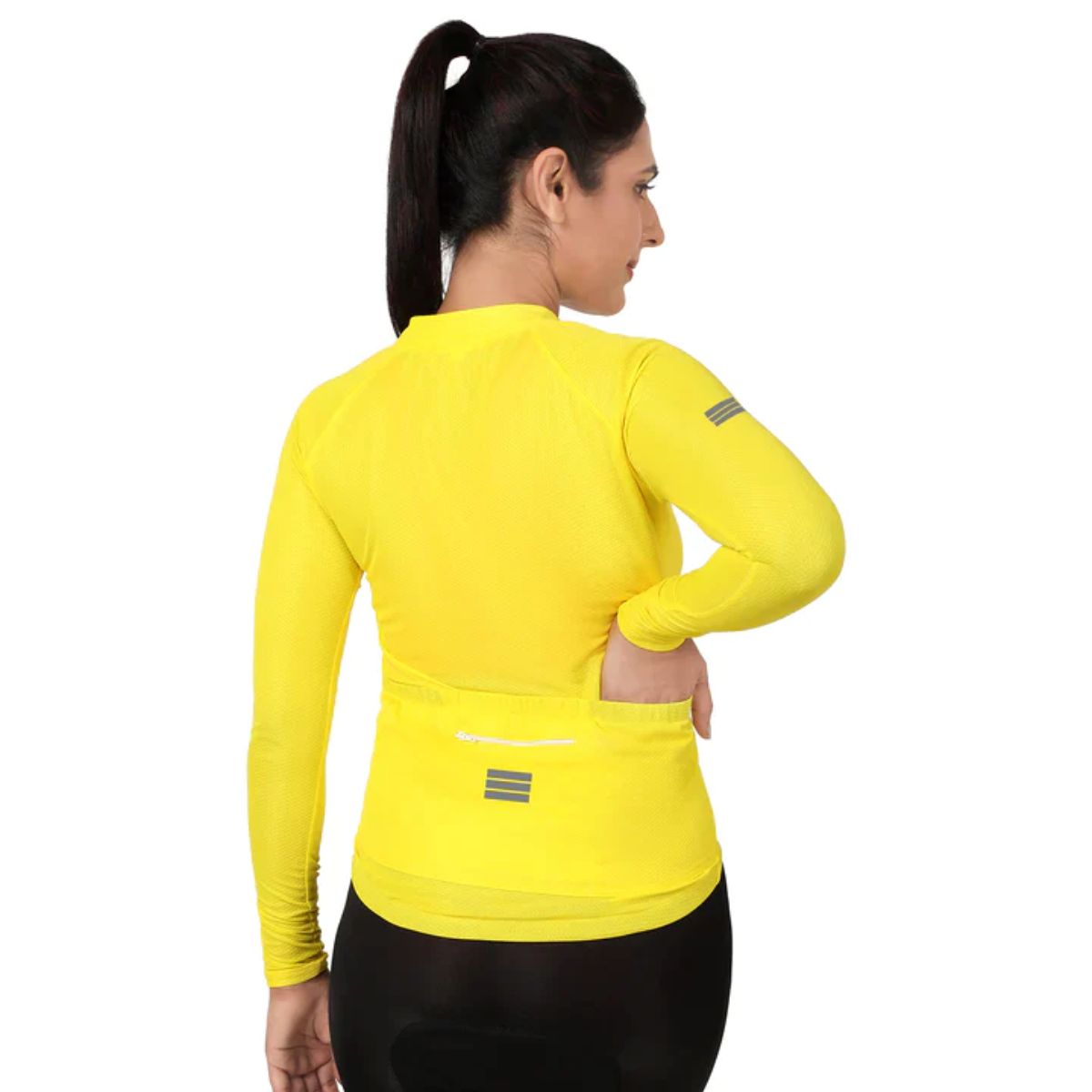 Womens BeVisible Cycling Jersey - Full Sleeves - Bright Yellow 3