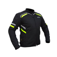 Raptor V.2 Motorcycle Riding Jacket - Black+Hi-Viz Green - OutdoorTravelGear.com